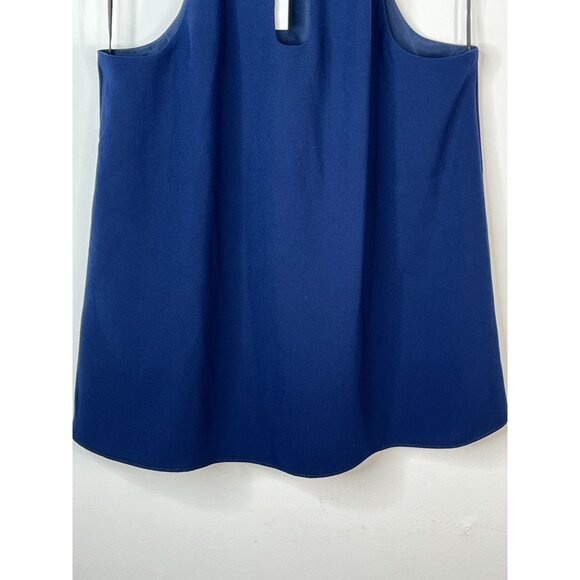 Trina Turk Ink Blue Feather Trim Halter Top Size Small Elegant Party Blouse - Picture 7 of 12